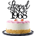 Migeaks Legend Since 1968 Cake Topper – 58th Birthday, Black Glitter, Handmade