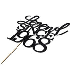Migeaks Legend Since 1968 Cake Topper – 58th Birthday, Black Glitter, Handmade