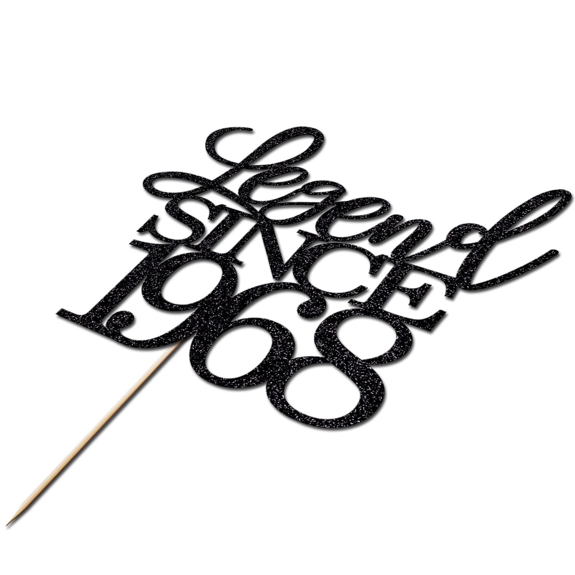 Migeaks Legend Since 1968 Cake Topper – 58th Birthday, Black Glitter, Handmade