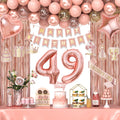 Miidenks Rose Gold 49th Birthday Decorations for Women | Banner, Balloons, Fringe Curtains