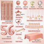 Miidenks 56th Birthday Decorations for Women – Rose Gold Party Supplies with Banner & Balloons