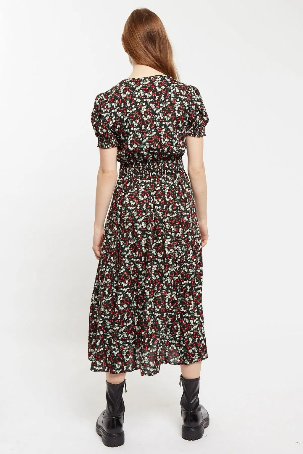 Louche Minerva Jolly Ditsy Print Puff Sleeve Midi Dress