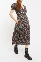 Louche Minerva Jolly Ditsy Print Puff Sleeve Midi Dress