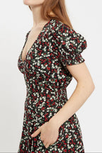 Louche Minerva Jolly Ditsy Print Puff Sleeve Midi Dress