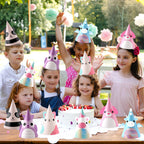 MinFyberd 24 Pcs Cute Animal Party Hats – Kawaii Cone Crowns for Kids & Adults