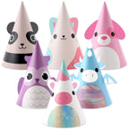 MinFyberd 24 Pcs Cute Animal Party Hats – Kawaii Cone Crowns for Kids & Adults