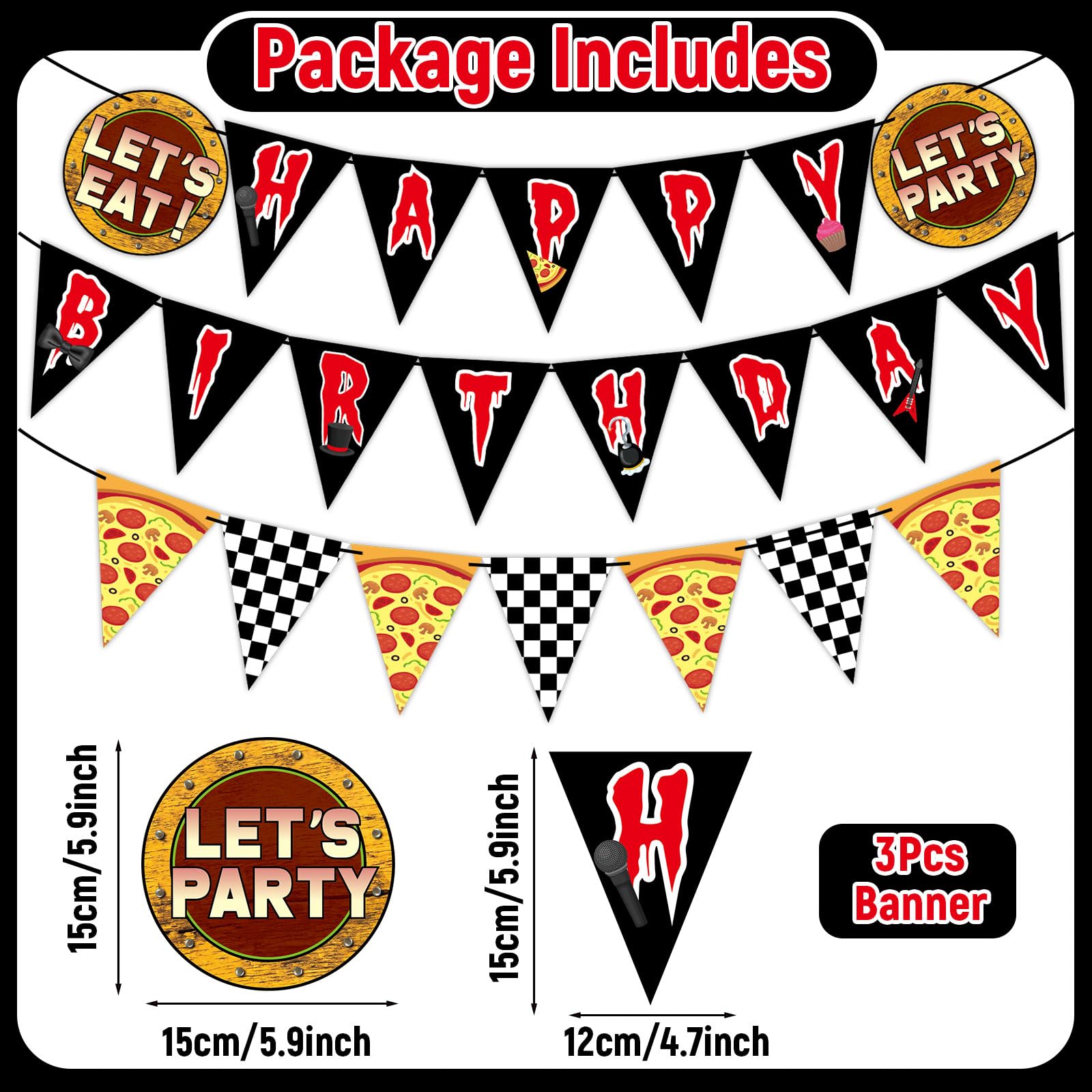 MinFyberd Night Party Decoration Banner – Pre-Strung Horror Game Pennants, Black & White Checkered Garland