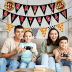 MinFyberd Night Party Decoration Banner – Pre-Strung Horror Game Pennants, Black & White Checkered Garland