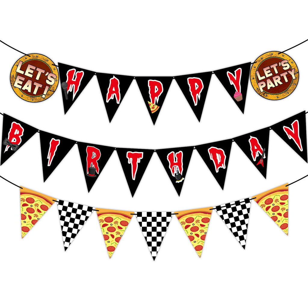 MinFyberd Night Party Decoration Banner – Pre-Strung Horror Game Pennants, Black & White Checkered Garland