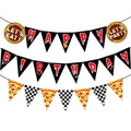 MinFyberd Night Party Decoration Banner – Pre-Strung Horror Game Pennants, Black & White Checkered Garland