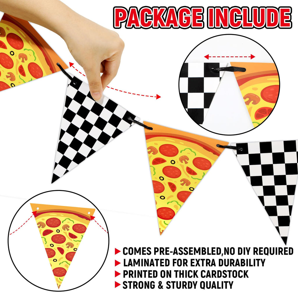 MinFyberd Night Party Decoration Banner – Pre-Strung Horror Game Pennants, Black & White Checkered Garland