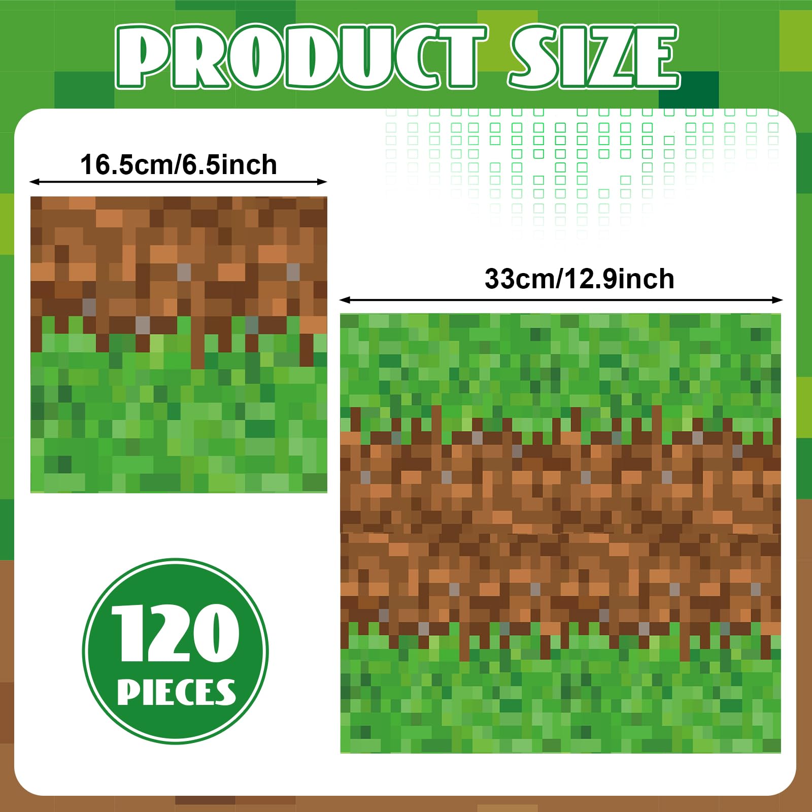 MinFyberd 60-Pcs Pixel Party Napkins – Video Game Theme Disposable Tableware