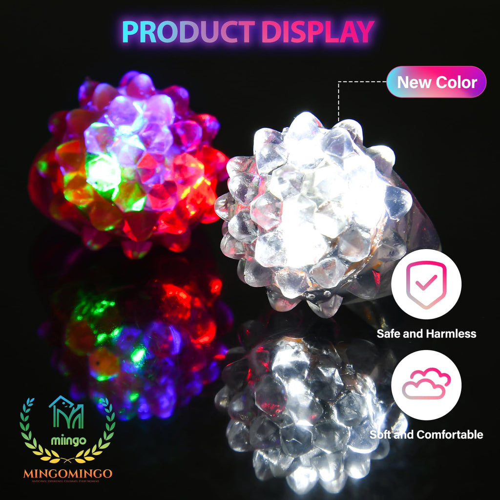 MINGOMINGO LED Light Up Rings – 3-Mode Glow Party Favors for Kids