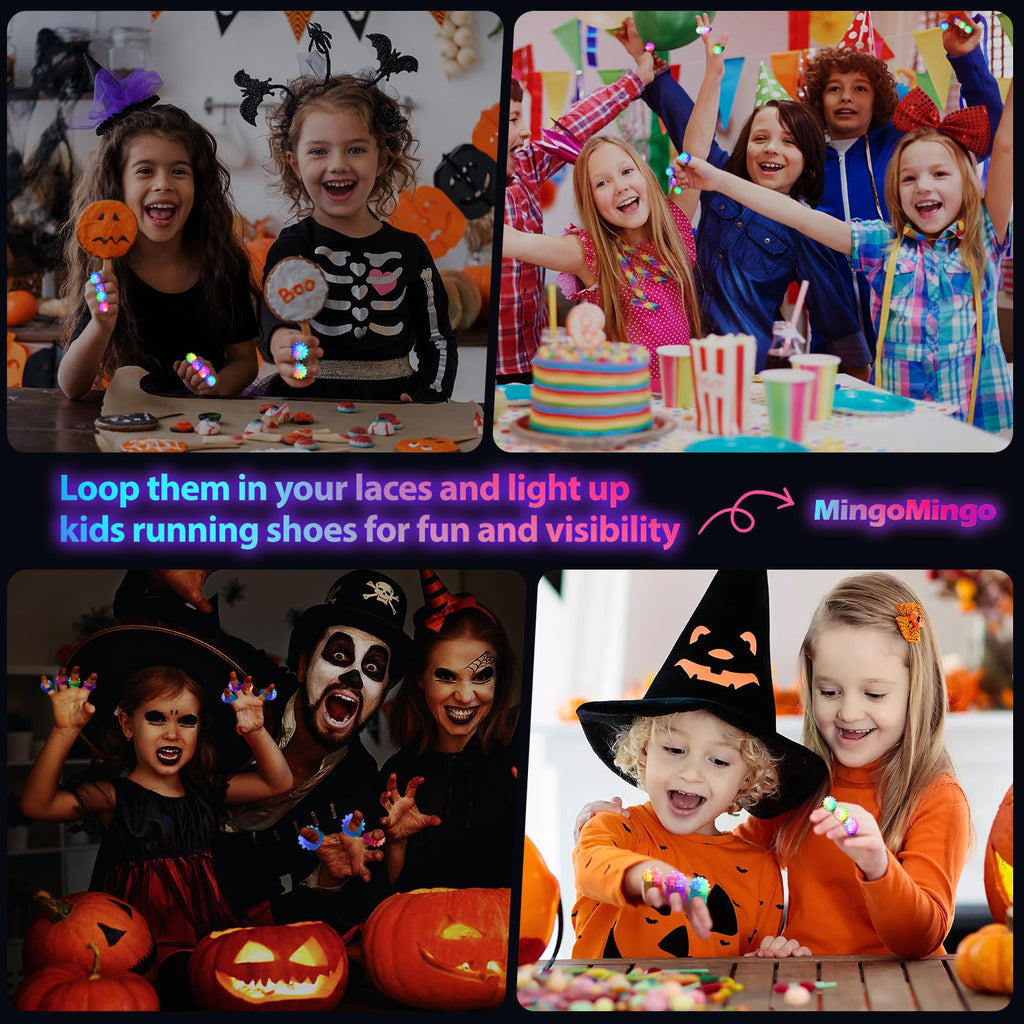 MINGOMINGO LED Light Up Rings – 3-Mode Glow Party Favors for Kids