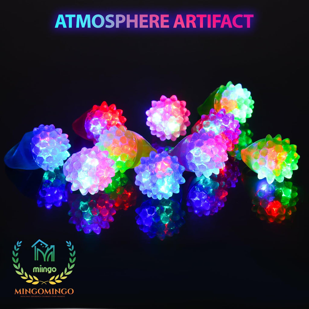 MINGOMINGO LED Light Up Rings – 3-Mode Glow Party Favors for Kids
