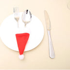 Mini Christmas Hat Cutlery Holders – Festive Tableware Bags for Holiday Dining & Decoration