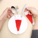 Mini Christmas Hat Cutlery Holders – Festive Tableware Bags for Holiday Dining & Decoration