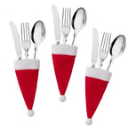 Mini Christmas Hat Cutlery Holders – Festive Tableware Bags for Holiday Dining & Decoration
