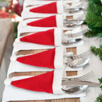 Mini Christmas Hat Cutlery Holders – Festive Tableware Bags for Holiday Dining & Decoration