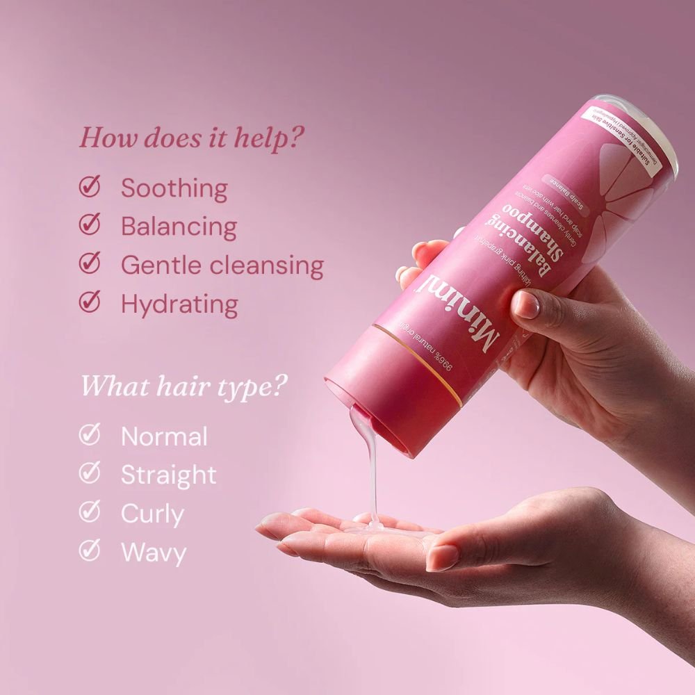 Miniml Pink Grapefruit + Aloe Vera Ausgleichendes Shampoo 1L Nachfüllpackung | Sanfte tägliche Reinigung