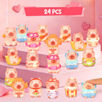 MINYSIC Valentines Day Capybara Squishy Toys – 24 Pack for Classroom Exchanges & Party Favors