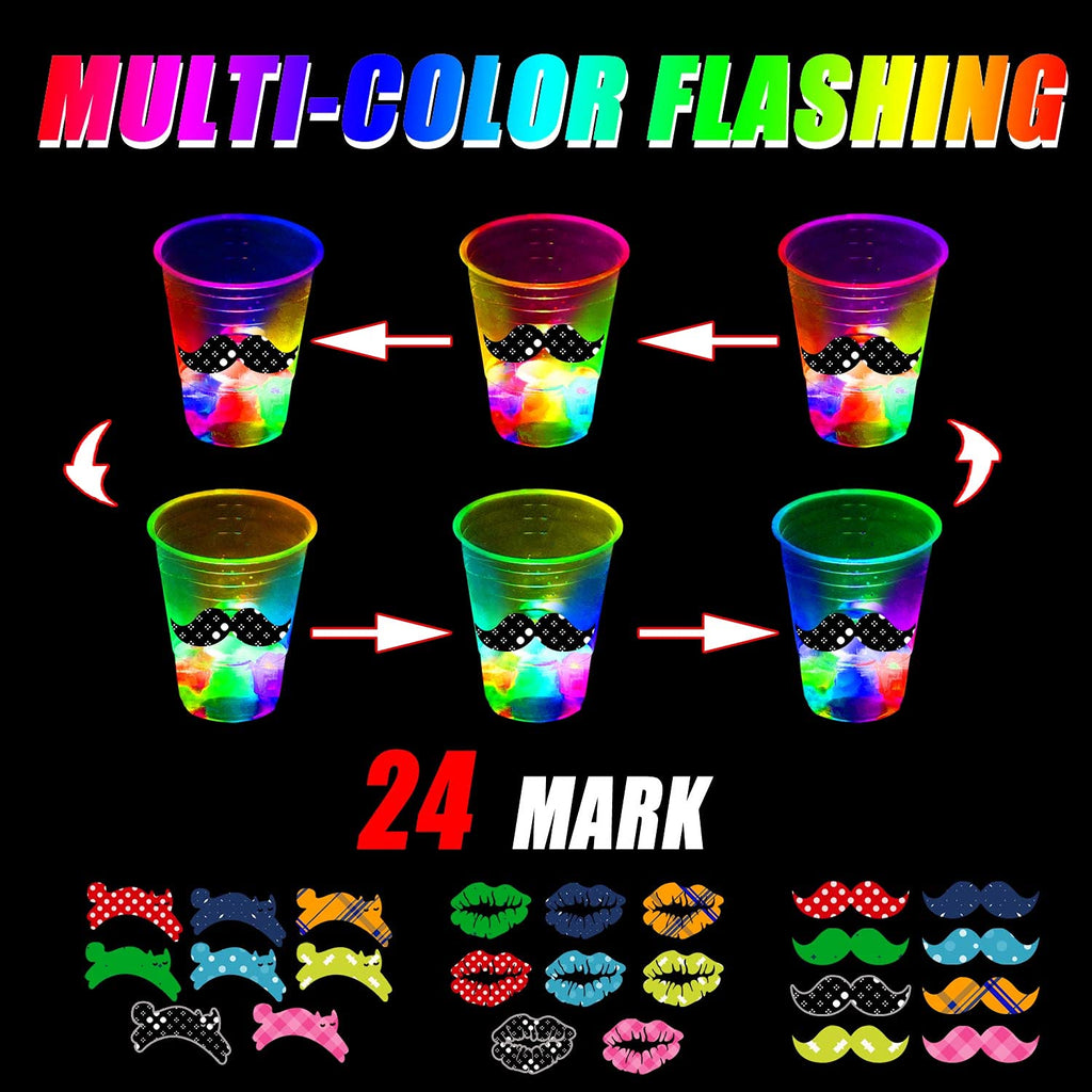 mishunyus 40 Pack Glow Party Cups | LED Light Up Cups for Indoor & Outdoor Parties