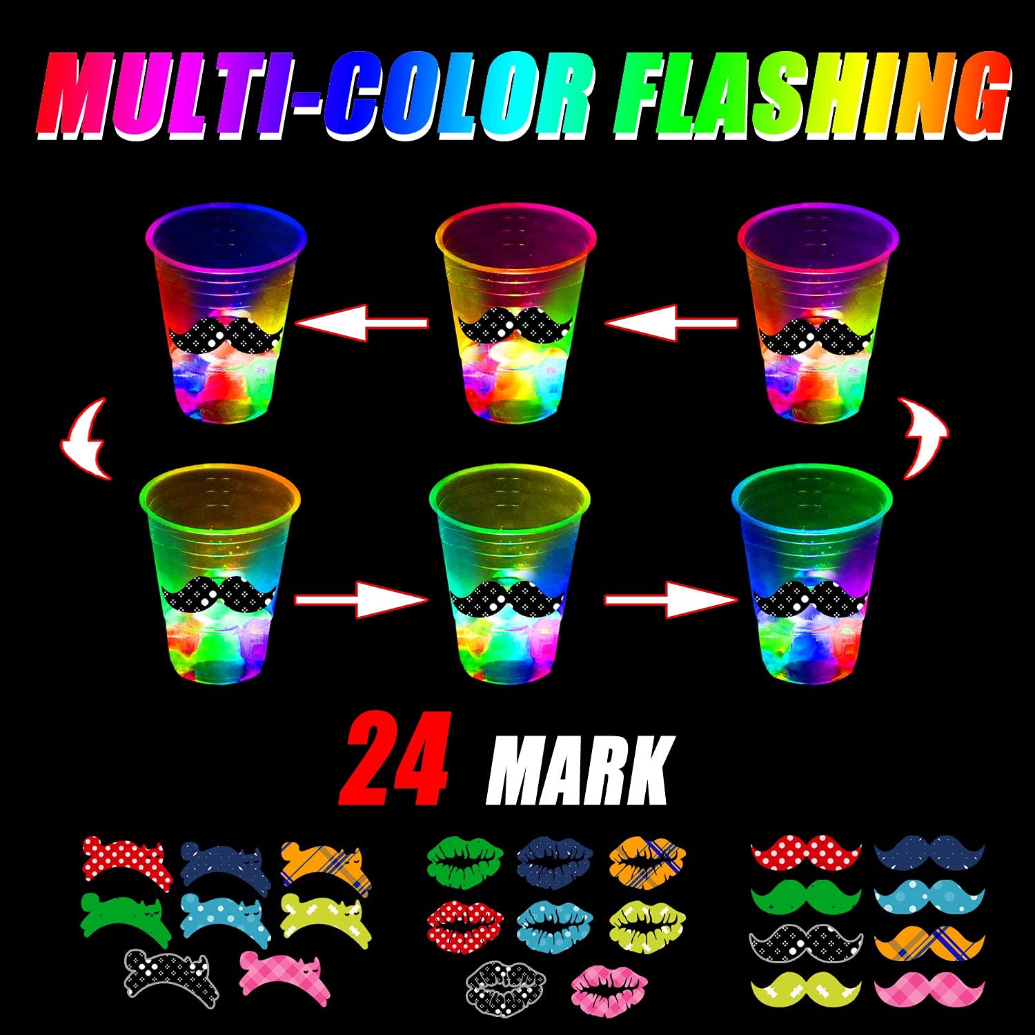 mishunyus 40 Pack Glow Party Cups | LED Light Up Cups for Indoor & Outdoor Parties