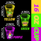 Mishunyus 24 Pcs Mardi Gras Glow Cups – LED Party Cups, New Orleans Style