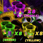 Mishunyus 24 Pcs Mardi Gras Glow Cups – LED Party Cups, New Orleans Style