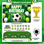 Miucat Soccer Party Decorations – 122Pcs Birthday Kit with Balloons, Banner, Tablecloth & Cake Toppers