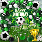 Miucat Soccer Party Decorations – 122Pcs Birthday Kit with Balloons, Banner, Tablecloth & Cake Toppers