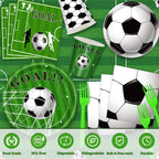 Miucat Soccer Party Decorations - 143 Pcs Party Supplies for 24 Guests (Plates, Napkins, Tablecloth, Banner, Balloons)