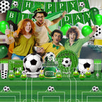Miucat Soccer Party Decorations - 143 Pcs Party Supplies for 24 Guests (Plates, Napkins, Tablecloth, Banner, Balloons)