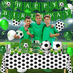 Miucat Soccer Party Decorations - 143 Pcs Party Supplies for 24 Guests (Plates, Napkins, Tablecloth, Banner, Balloons)