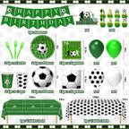Miucat Soccer Party Decorations - 143 Pcs Party Supplies for 24 Guests (Plates, Napkins, Tablecloth, Banner, Balloons)
