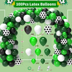 Miucat Soccer Party Decorations – 122Pcs Birthday Kit with Balloons, Banner, Tablecloth & Cake Toppers