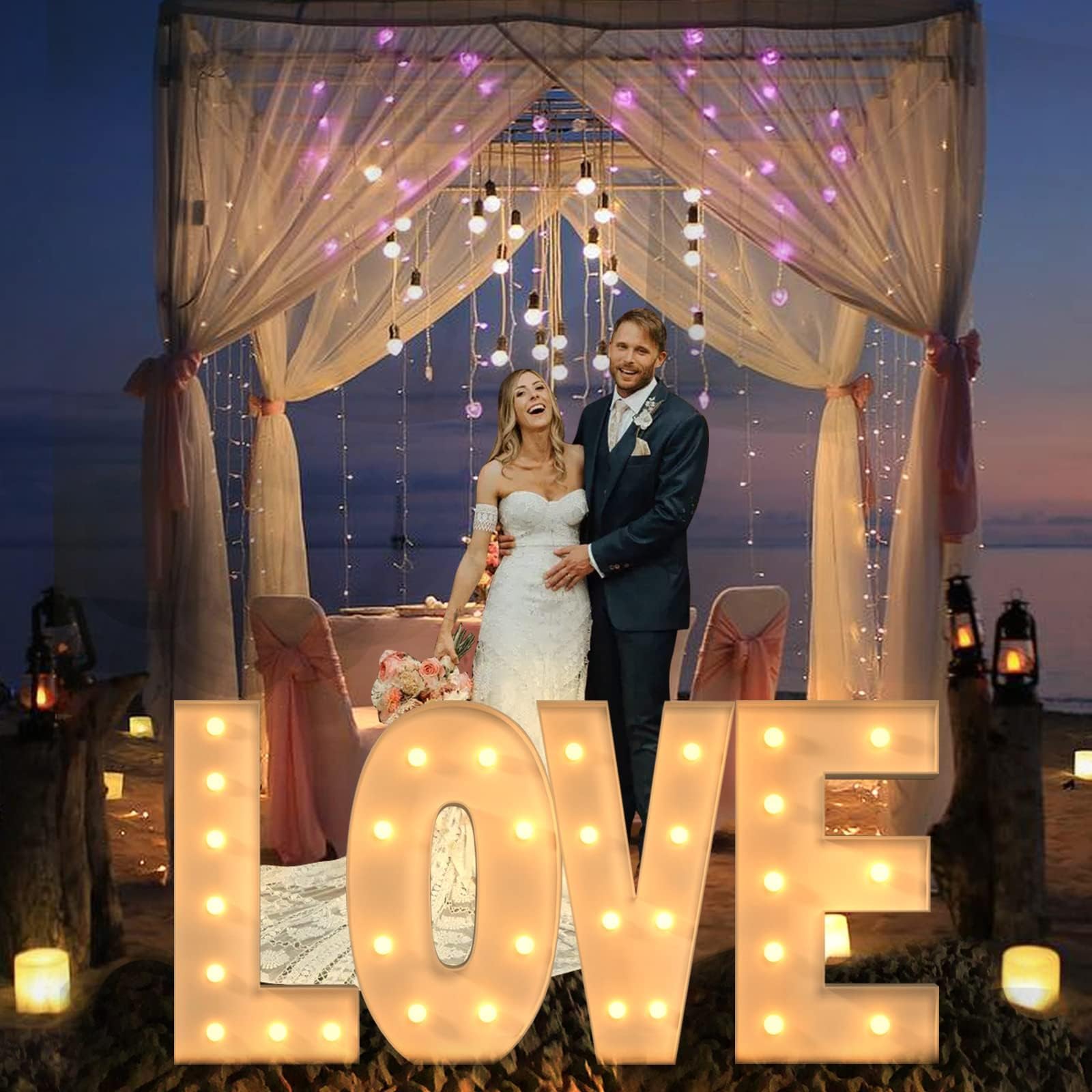 Mixifox 3FT Marquee Letters L – Large Light Up Letters for Weddings & Events