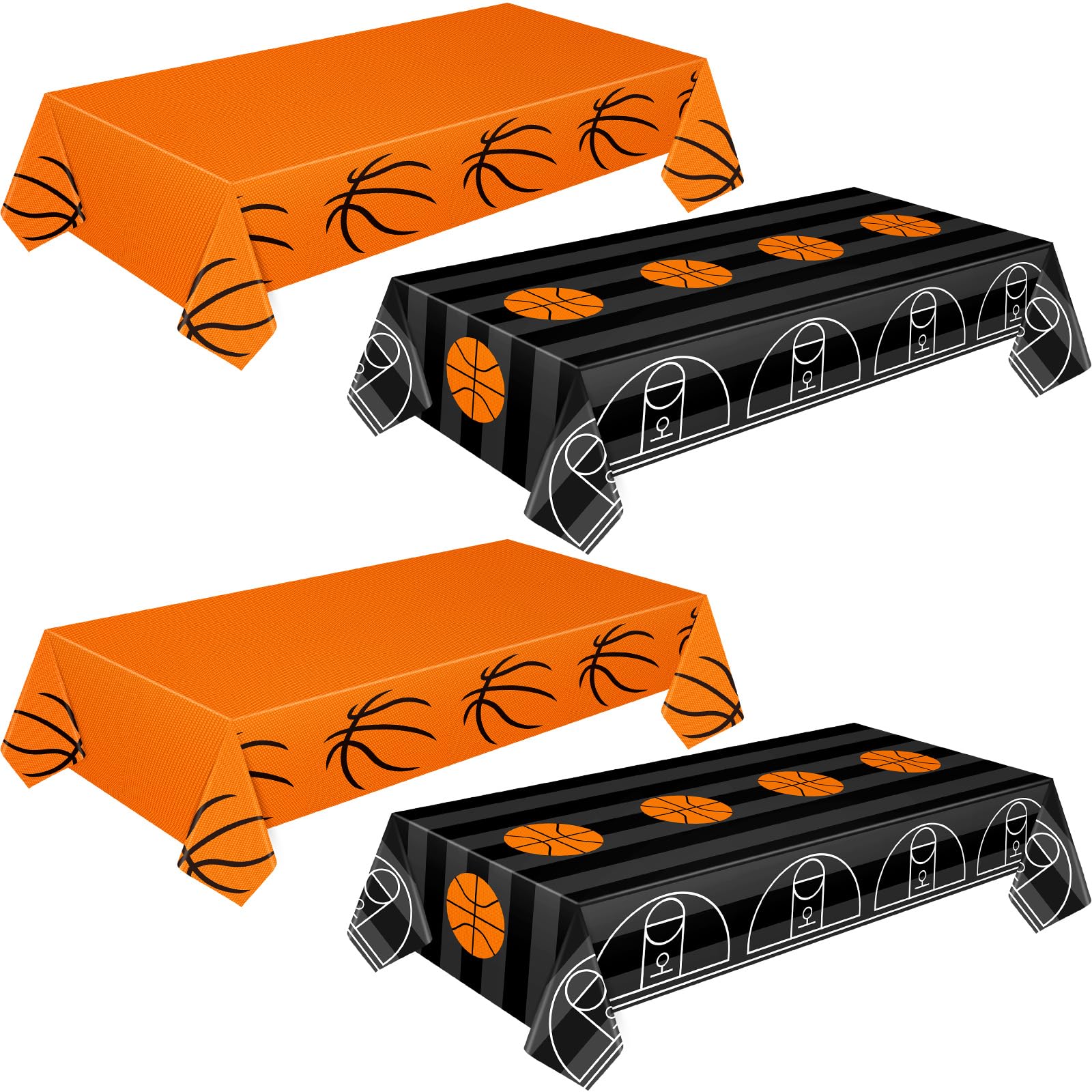 Mixweer 4 Pcs Basketball Tablecloths – 54 x 108 Inch Waterproof PE Plastic Covers for Sports Theme Parties