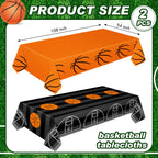 Mixweer 2 Pcs Basketball Tablecloths – 54 x 108 in Waterproof PE Plastic for Sports Theme Parties