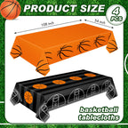 Mixweer 4 Pcs Basketball Tablecloths – 54 x 108 Inch Waterproof PE Plastic Covers for Sports Theme Parties