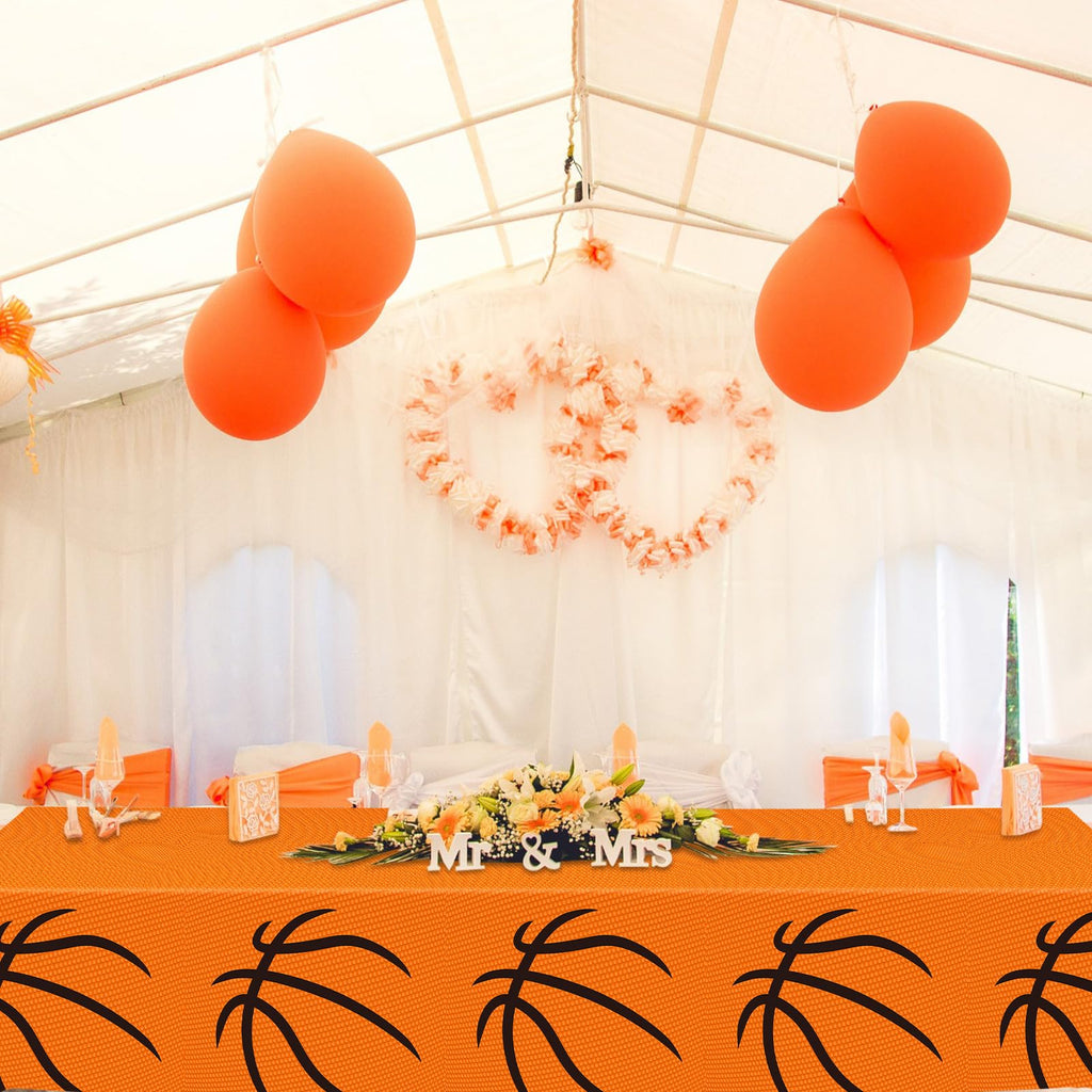 Mixweer 2 Pcs Basketball Tablecloths – 54 x 108 in Waterproof PE Plastic for Sports Theme Parties