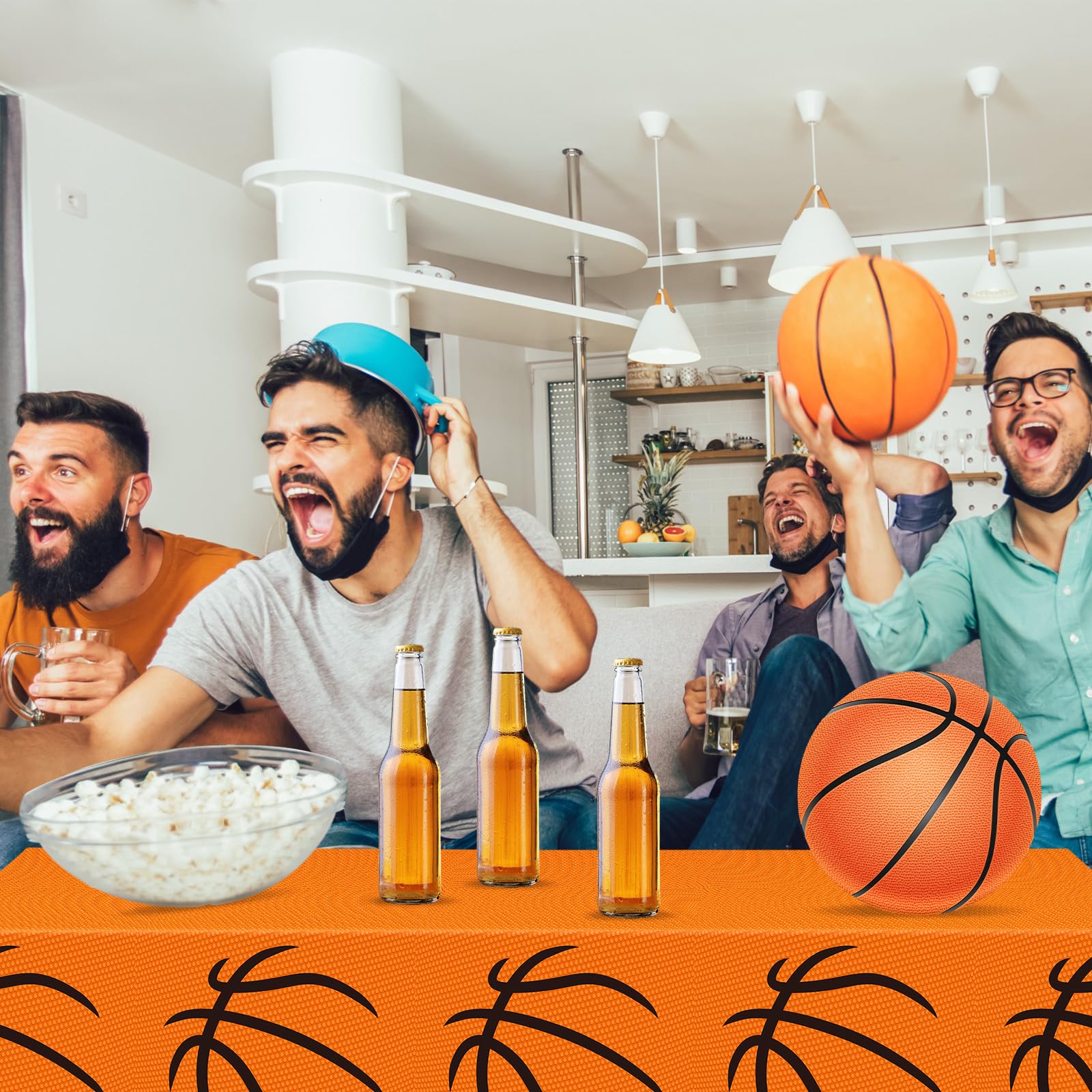 Mixweer 4 Pcs Basketball Tablecloths – 54 x 108 Inch Waterproof PE Plastic Covers for Sports Theme Parties