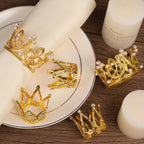 MJOGGOTT 30 Pcs Gold Crown Cake Toppers – Mini Crowns for Flower Bouquets, Weddings & Parties (3 Styles)