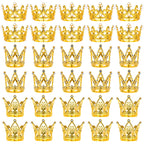 MJOGGOTT 30 Pcs Gold Crown Cake Toppers – Mini Crowns for Flower Bouquets, Weddings & Parties (3 Styles)