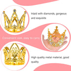 MJOGGOTT 30 Pcs Gold Crown Cake Toppers – Mini Crowns for Flower Bouquets, Weddings & Parties (3 Styles)