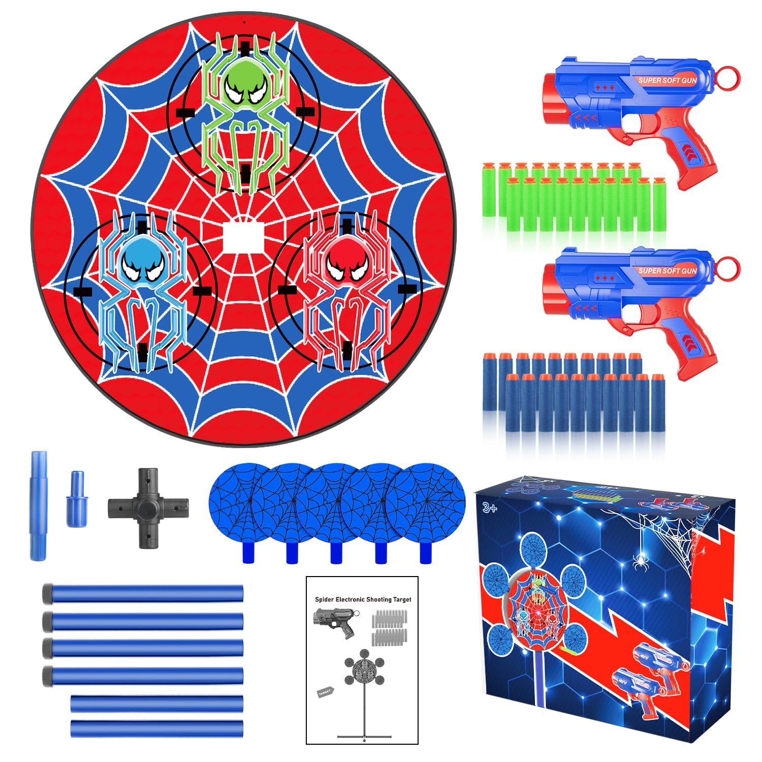M&LD Shooting Games Toys: Nerf Gun Party Targets with 2 Toy Guns & 40 Foam Darts