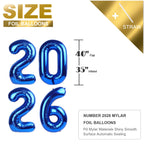 Mluchee 2026 Balloons - 40 Inch Dark Blue Number Balloon for New Year’s Eve, Graduation & Birthday Parties