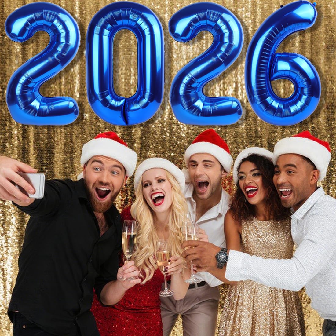 Mluchee 2026 Balloons - 40 Inch Dark Blue Number Balloon for New Year’s Eve, Graduation & Birthday Parties