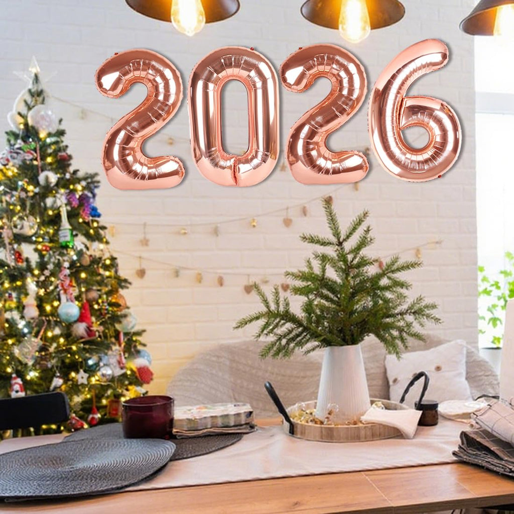 Mluchee Number 2026 Balloons - 40-Inch Rose Gold Decor for New Year, Graduation & Birthdays