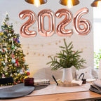 Mluchee Number 2026 Balloons - 40-Inch Rose Gold Decor for New Year, Graduation & Birthdays
